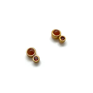 Peach Moonstone and Garnet Studs-Earrings-Julia Cabral-Pistachios