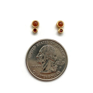 Peach Moonstone and Garnet Studs-Earrings-Julia Cabral-Pistachios