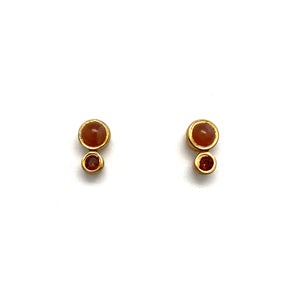 Peach Moonstone and Garnet Studs-Earrings-Julia Cabral-Pistachios