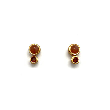 Peach Moonstone and Garnet Studs