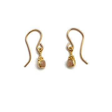 Peach Moonstone and Gold Vermeil Earrings