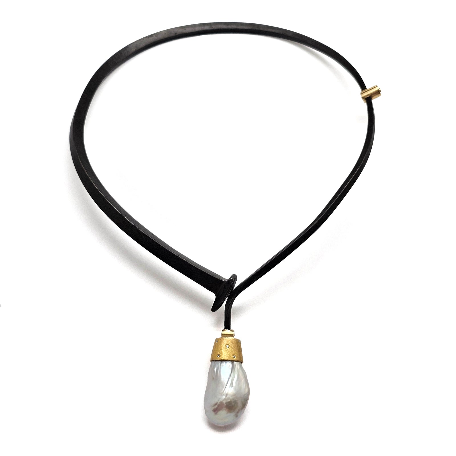 Pearl and Gold Nail Necklace