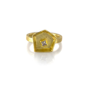 Pentagon 18k Gold Ring-Rings-Petra Class-Pistachios