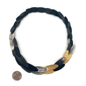 Petal Collar Necklace - Gold & Oxidized Sterling Silver-Necklaces-Anna Krol-Pistachios