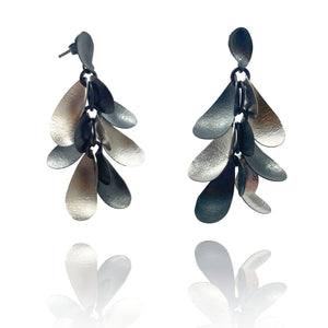 Petal Earrings - Bright & Oxidized Sterling Silver-Earrings-Malgosia Kalinska-Pistachios