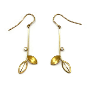 Petal and Diamond Dangle Earrings-Earrings-Liaung-Chung Yen-Pistachios