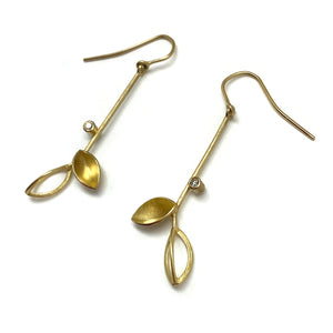 Petal and Diamond Dangle Earrings-Earrings-Liaung-Chung Yen-Pistachios