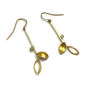 Petal and Diamond Dangle Earrings-Earrings-Liaung-Chung Yen-Pistachios