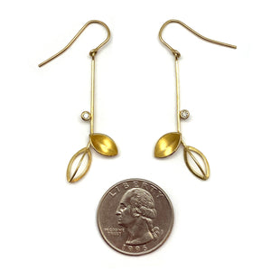 Petal and Diamond Dangle Earrings-Earrings-Liaung-Chung Yen-Pistachios
