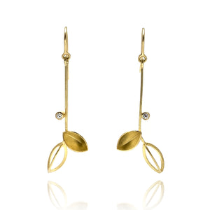 Petal and Diamond Dangle Earrings-Earrings-Liaung-Chung Yen-Pistachios