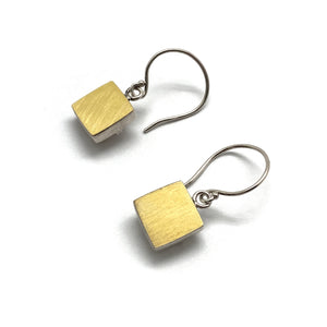 Petite Bimetal Square Earrings-Earrings-Ashka Dymel-Pistachios