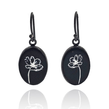 Petite Floral Onyx Earrings