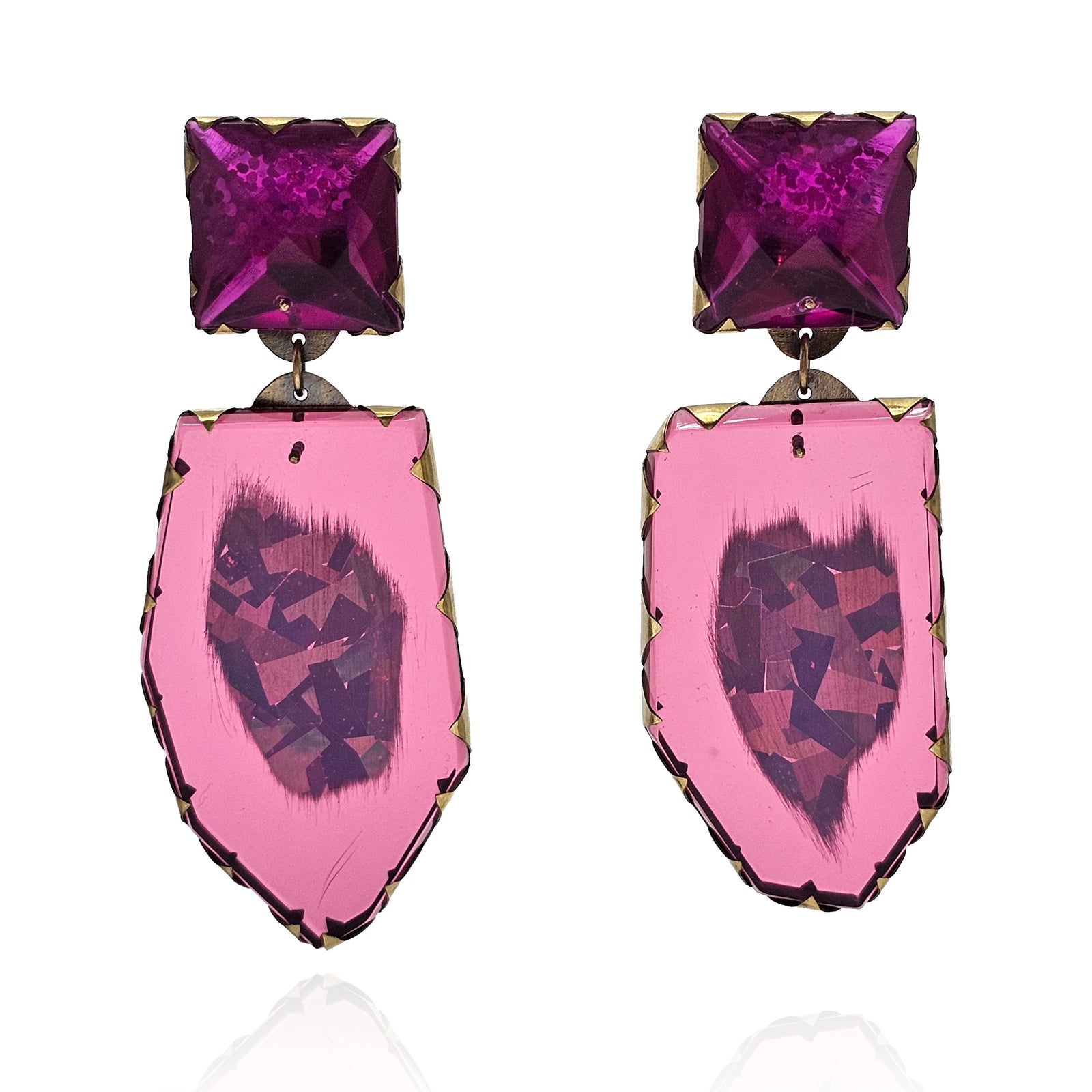 Pink Acrylic Earrings-Earrings-Nikki Couppee-Pistachios