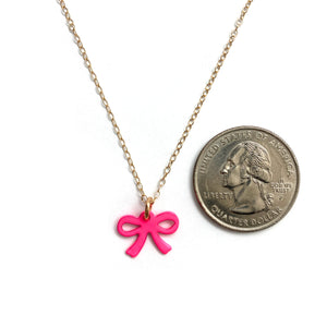 Pink Bow Petite Pendant-Necklaces-Ashley Buchanan-Pistachios