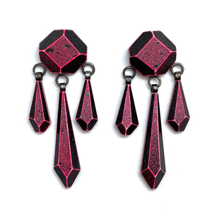 Pink Chandelier Dangle Earrings-Earrings-Eva Burton-Pistachios