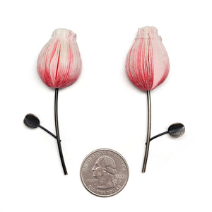 Pink Flower Paper Earrings-Earrings-Naoko Yoshizawa-Pistachios