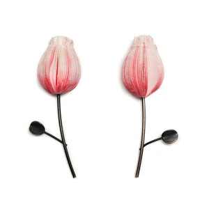 Pink Flower Paper Earrings-Earrings-Naoko Yoshizawa-Pistachios