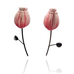 Pink Flower Paper Earrings-Earrings-Naoko Yoshizawa-Pistachios