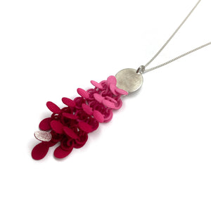 Pink Gradient Leaf and Silver Pendant Necklace-Necklaces-Eve Balashova-Pistachios