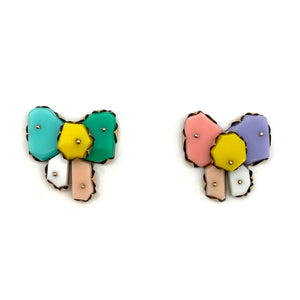 Pink & Green Bow Studs-Earrings-Nikki Couppee-Pistachios