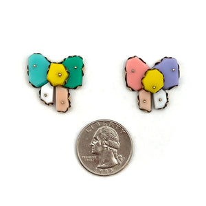 Pink & Green Bow Studs-Earrings-Nikki Couppee-Pistachios