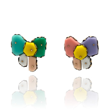 Pink & Green Bow Studs