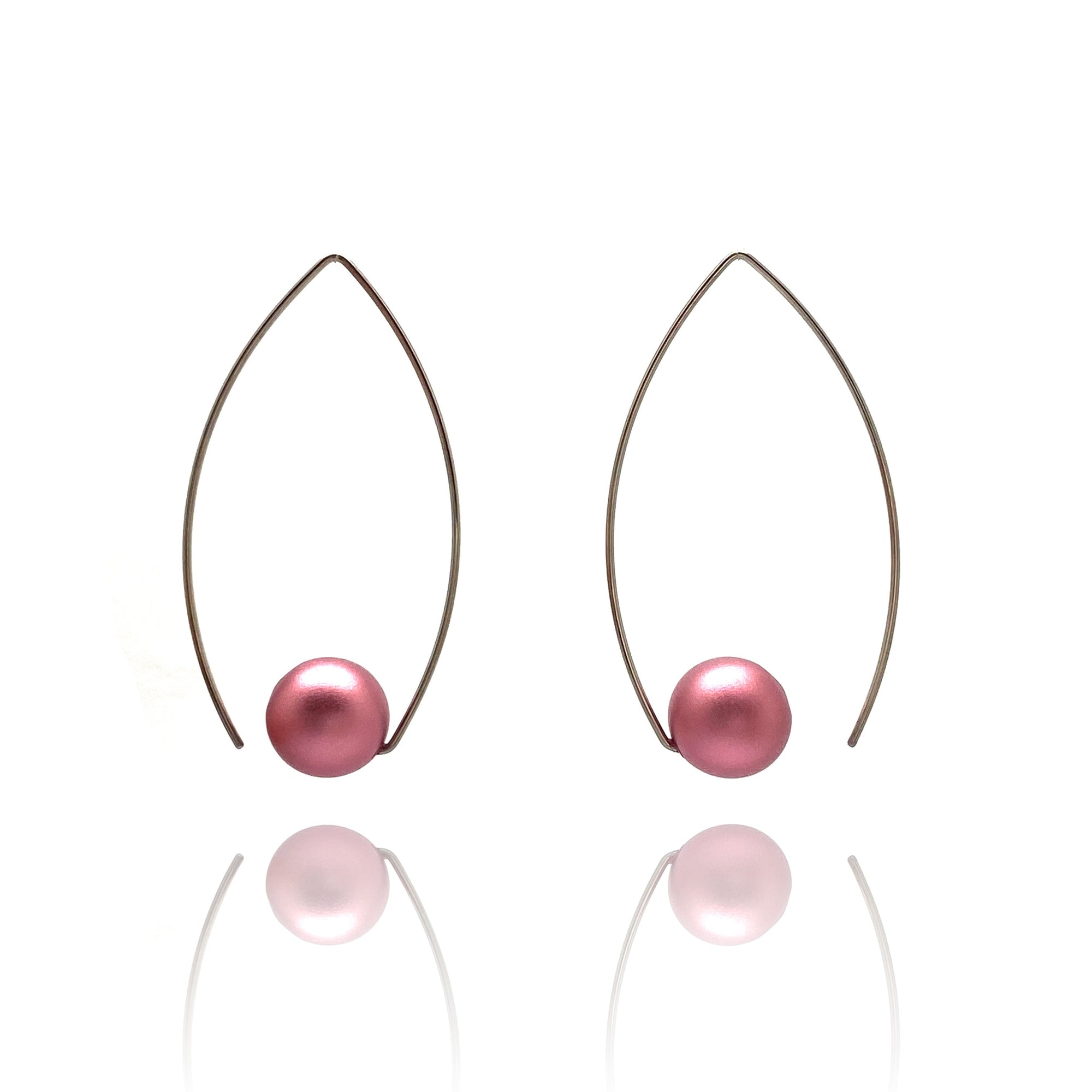 Pink Inverted Sphere Earrings-Earrings-Ursula Muller-Pistachios