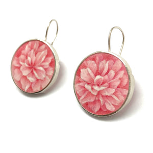 Pink Painted Cherry Blossom Earrings-Earrings-Huiyu Chiu-Pistachios