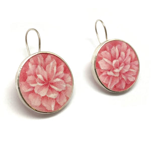Pink Painted Cherry Blossom Earrings-Earrings-Huiyu Chiu-Pistachios
