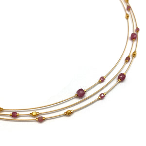 Pink Petite Collar Necklace-Necklaces-Bernd Wolf-Pistachios