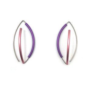 Pink & Purple 3D Bow Earrings - Round Tubing-Earrings-Ursula Muller-Pistachios
