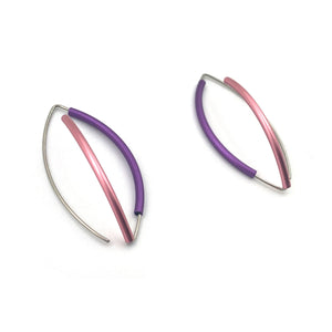 Pink & Purple 3D Bow Earrings - Round Tubing-Earrings-Ursula Muller-Pistachios