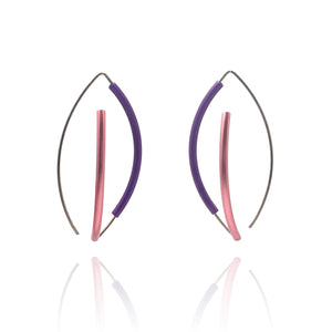 Pink & Purple 3D Bow Earrings - Round Tubing-Earrings-Ursula Muller-Pistachios