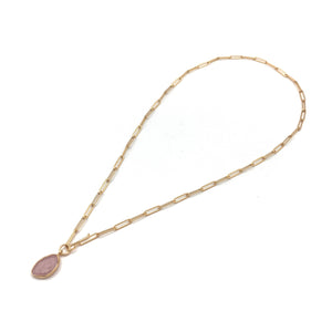 Pink Sapphire & Gold Vermeil Necklace-Necklaces-Emily Rogstad-Pistachios