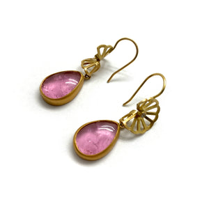 Pink Tourmaline Anise Fold Earrings-Earrings-Karin Jacobson-Pistachios