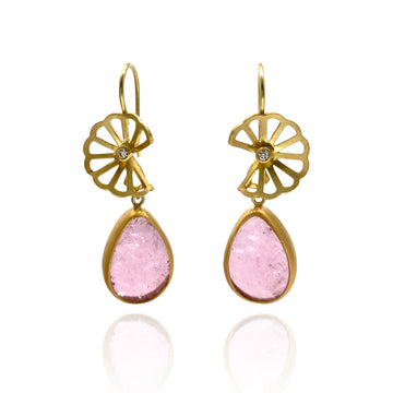 Pink Tourmaline Anise Fold Earrings