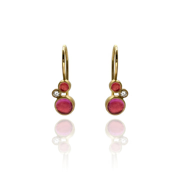 Pink Tourmaline Dot Earrings