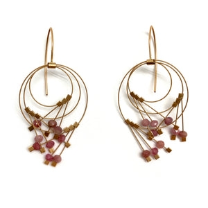 Pink Tourmaline and Nylon Earrings-Earrings-Meghan Riley-Pistachios