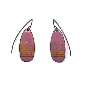 Pink and Gold Enamel Earrings