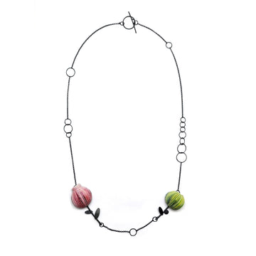 Pink and Green Flower Necklace
