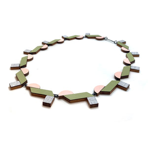 Pink and Green Geometric Necklace-Necklaces-Karen Vanmol-Pistachios