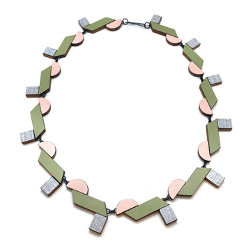 Pink and Green Geometric Necklace