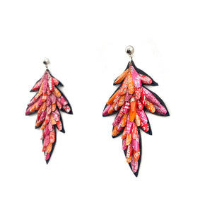 Pink and Orange Layered Aluminum Leaf Earrings-Earrings-Eunseok Han-Pistachios