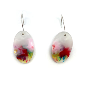 Pink and Red Oval Drop Earrings-Earrings-Asami Watanabe-Pistachios