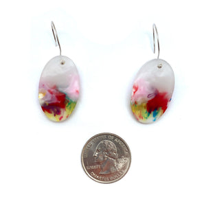 Pink and Red Oval Drop Earrings-Earrings-Asami Watanabe-Pistachios