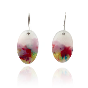Pink and Red Oval Drop Earrings-Earrings-Asami Watanabe-Pistachios