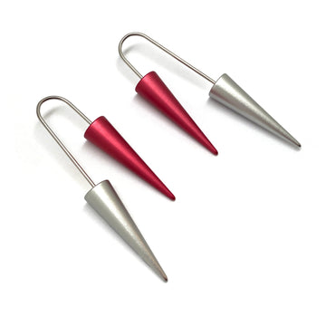 Pink and Silver Cone Earrings