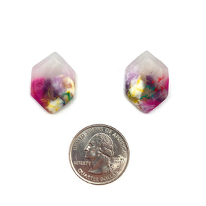 Pink and Yellow Crystal Stud Earrings-Earrings-Asami Watanabe-Pistachios