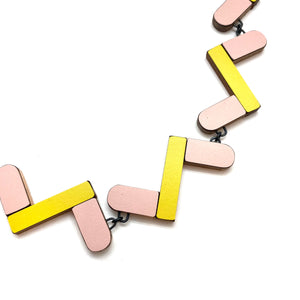 Pink and Yellow Geometric Necklace-Necklaces-Karen Vanmol-Pistachios
