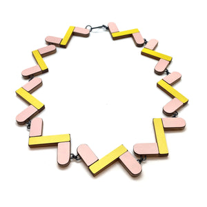 Pink and Yellow Geometric Necklace-Necklaces-Karen Vanmol-Pistachios